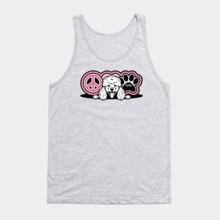 Poodle Dog Breed Peace Love Paw ( Puppies Rule! ) Tank Top